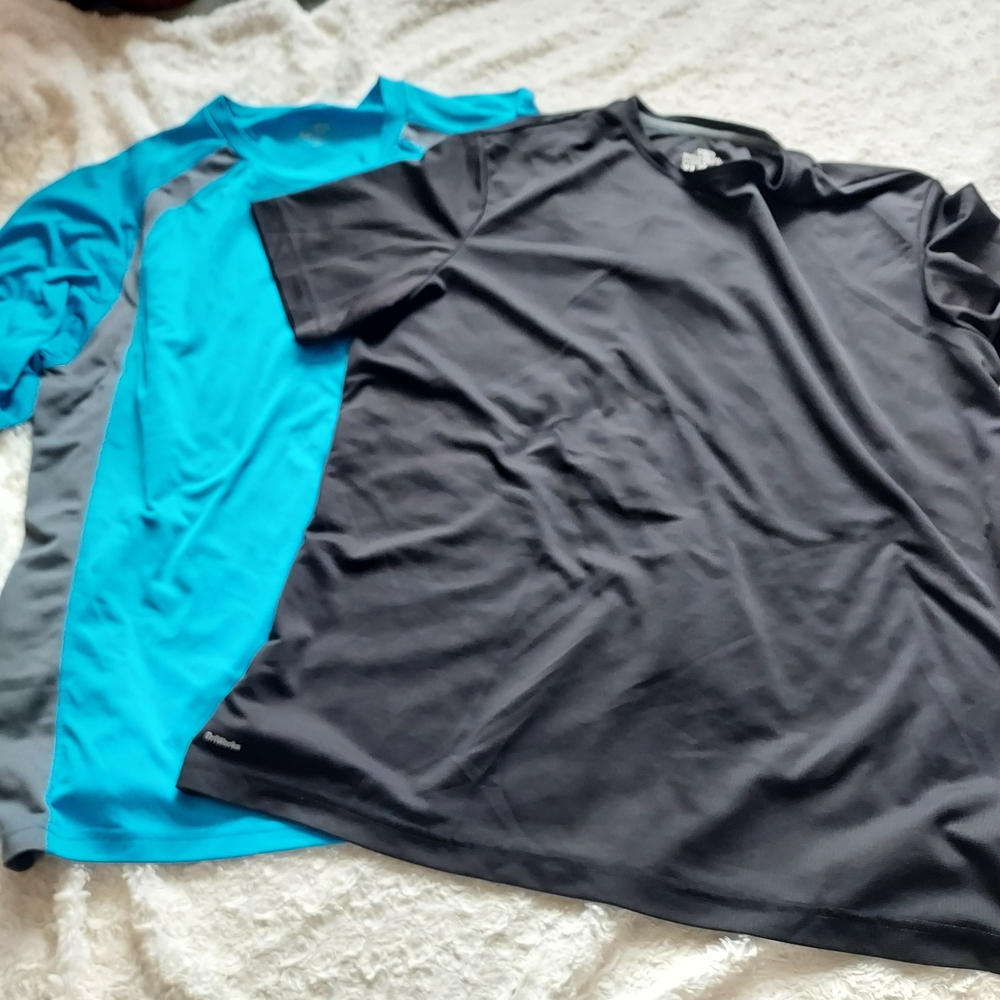 Champion & Athletic Works XL Short Sleeve Workout Gym Shirts Black & Blue Active